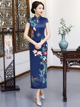 Vintage Floral Printed Silk Long Cheongsams